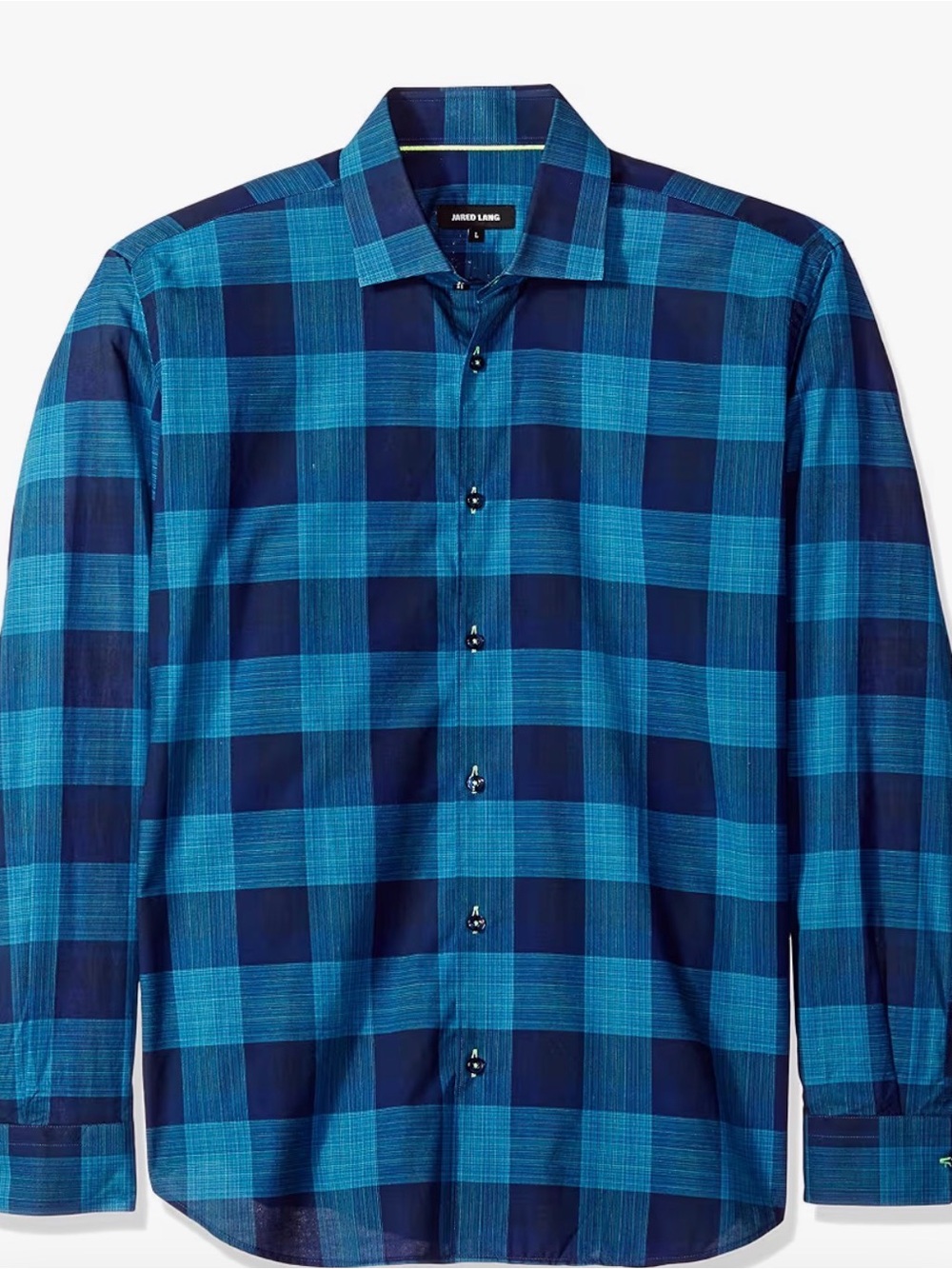 Jared Lang Blue and Navy Plaid Button-Down Shirt
